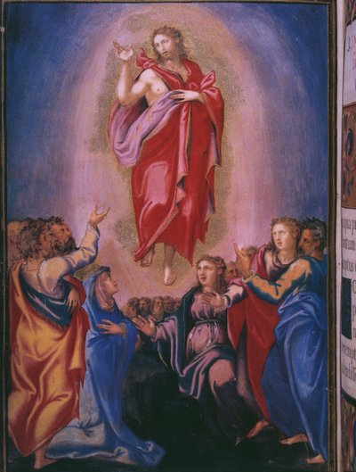 Ascension, from a facsimile of the Breviary of King Philip II of Spain, 1569 by Julian and Leon, Andres de Fuente del Saz